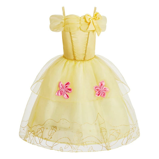 Princess Costume Dress – Rapunzel & Belle Fancy Flower Vestido for Girls, Christmas, Birthday & Carnival - WAREHOUSE SHOP