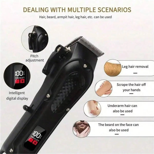 Professional cordless hair clipper & beard trimmer. USB rechargeable, sharp blades, and perfect grooming gift for men. - WAREHOUSE SHOP