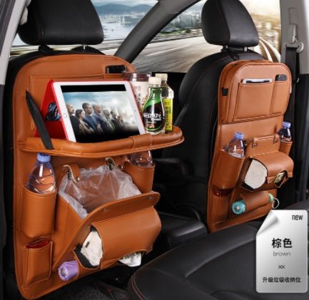 PU Leather Car Storage Bag Multifunction Seat Back Tray Hanging Bag Waterproof Car Organizer Automotive Interior Accessories - WAREHOUSE SHOP
