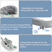 Push Walker with Removable Feeding Tray and Music Tray without batteries. 6 Months & Up Baby - WAREHOUSE SHOP