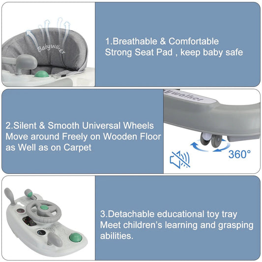 Push Walker with Removable Feeding Tray and Music Tray without batteries. 6 Months & Up Baby - WAREHOUSE SHOP