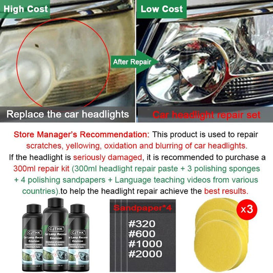 Restore clarity with CJTHK headlight polishing kit. Removes scratches, oxidation, and haze for brighter, safer car headlights. - WAREHOUSE SHOP