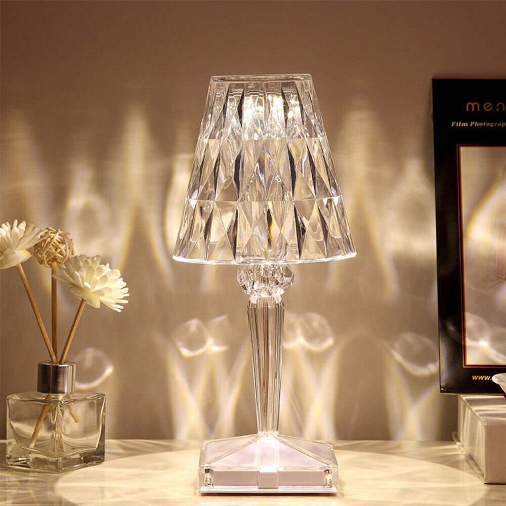 RGB LED Crystal Table Lamp Diamond Rose Bar Night Light Touch Atmosphere Bedside - WAREHOUSE SHOP