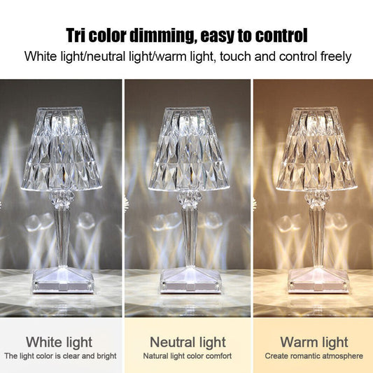 RGB LED Crystal Table Lamp Diamond Rose Bar Night Light Touch Atmosphere Bedside - WAREHOUSE SHOP