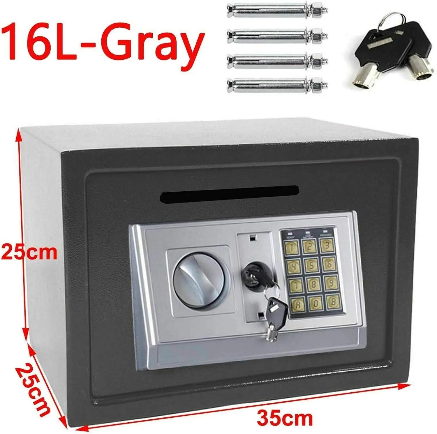 Safe Box for Home, Office. Secured Digital Code Safe with 2 Emergency Keys. Storage - 16L - WAREHOUSE SHOP