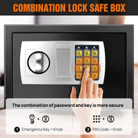Safe Box for Home, Office. Secured Digital Code Safe with 2 Emergency Keys. Storage - 16L - WAREHOUSE SHOP