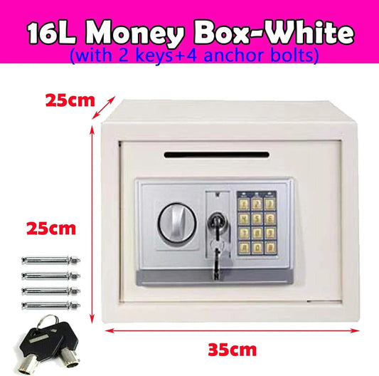 Safe Box for Home, Office. Secured Digital Code Safe with 2 Emergency Keys. Storage - 16L - WAREHOUSE SHOP