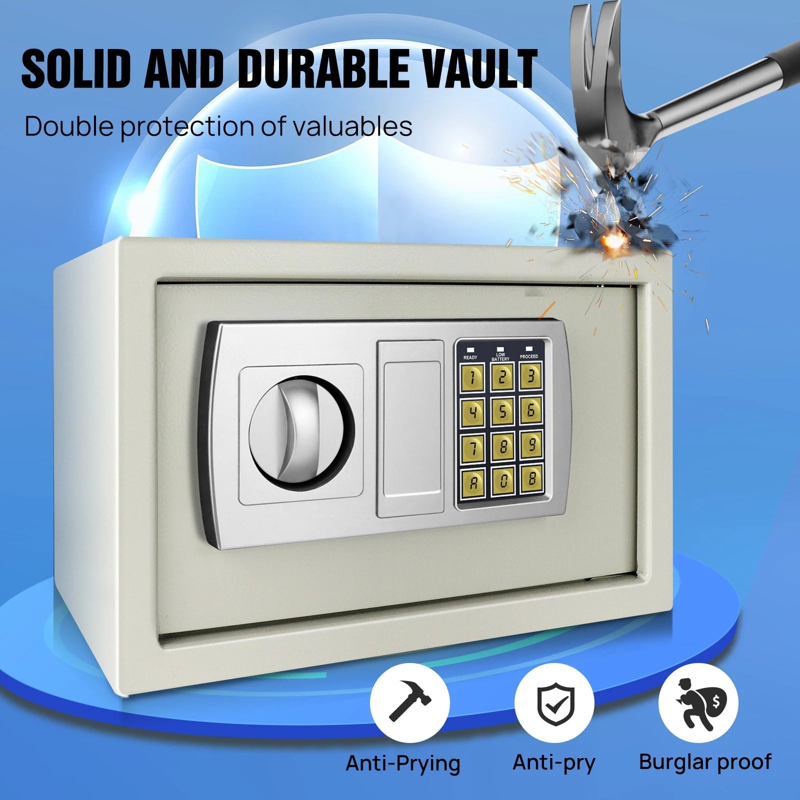 Safe Box for Home, Office. Secured Digital Code Safe with 2 Emergency Keys. Storage - 16L - WAREHOUSE SHOP