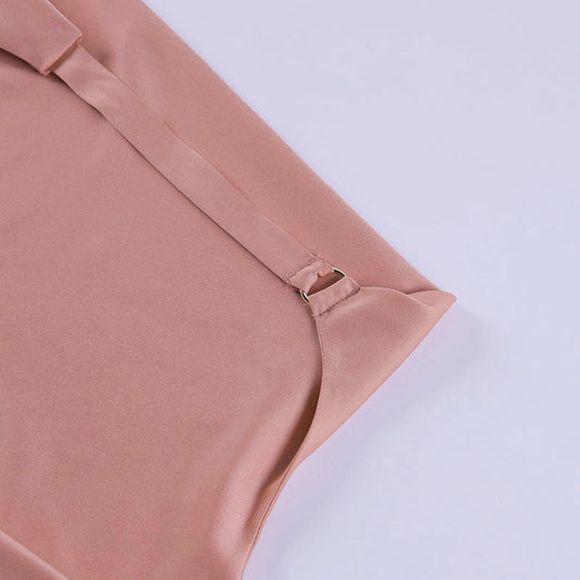 Satin Party Dress V Neck Backless Mini Sleeveless Summer Party Dress - WAREHOUSE SHOP