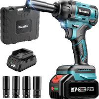 Seesii Impact Wrench Cordless 550N.m Power Impact Gun 1/2 Inch 3300RPM Electric Wrench WH550 4.0Ah Battery for Makita Car Repair - WAREHOUSE SHOP
