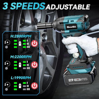 Seesii Impact Wrench Cordless 550N.m Power Impact Gun 1/2 Inch 3300RPM Electric Wrench WH550 4.0Ah Battery for Makita Car Repair - WAREHOUSE SHOP