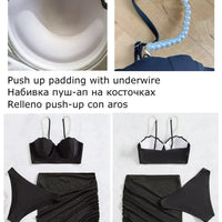 Sexy 3 Piece Bikinis Set for Women. Swimsuit with Skirt Swimwear. - WAREHOUSE SHOP