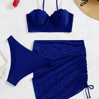 Sexy 3 Piece Bikinis Set for Women. Swimsuit with Skirt Swimwear. - WAREHOUSE SHOP