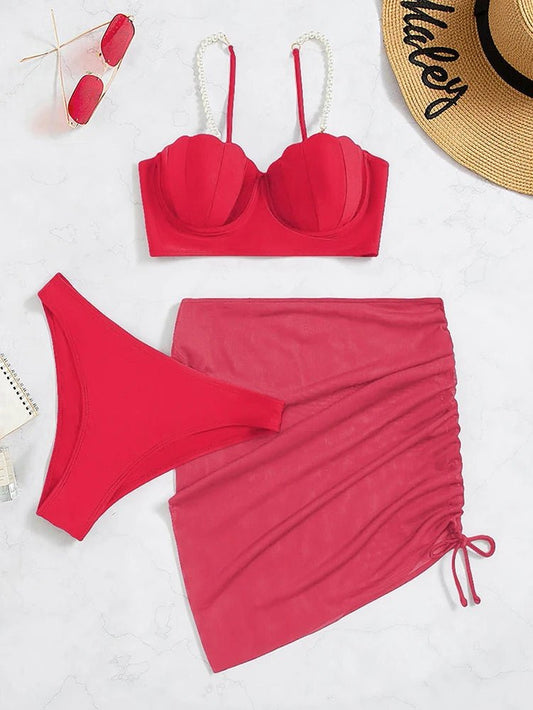 Sexy 3 Piece Bikinis Set for Women. Swimsuit with Skirt Swimwear. - WAREHOUSE SHOP