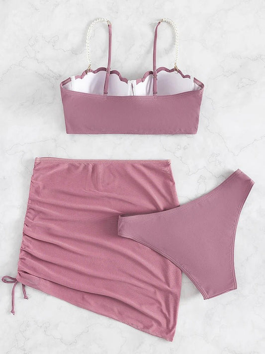 Sexy 3 Piece Bikinis Set for Women. Swimsuit with Skirt Swimwear. - WAREHOUSE SHOP