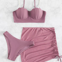 Sexy 3 Piece Bikinis Set for Women. Swimsuit with Skirt Swimwear. - WAREHOUSE SHOP