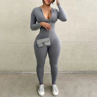 Sexy Sports Jumpsuits Women Autumn New Solid Long Sleeve Bodycon Fashion Rompers Streetwear Casual Skinny Fitness Overall Female - WAREHOUSE SHOP