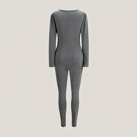 Sexy Sports Jumpsuits Women Autumn New Solid Long Sleeve Bodycon Fashion Rompers Streetwear Casual Skinny Fitness Overall Female - WAREHOUSE SHOP