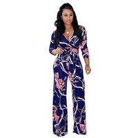 Sexy women jumpsuit V - neck long sleeved printed jumpsuit For Women - WAREHOUSE SHOP