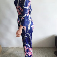 Sexy women jumpsuit V - neck long sleeved printed jumpsuit For Women - WAREHOUSE SHOP