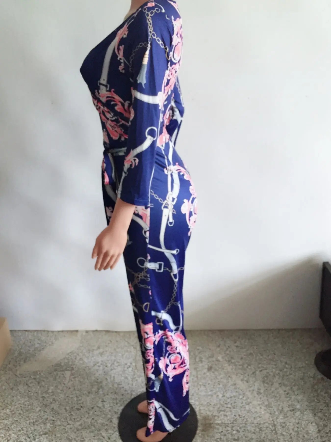 Sexy women jumpsuit V - neck long sleeved printed jumpsuit For Women - WAREHOUSE SHOP