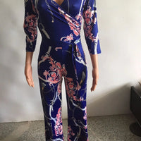 Sexy women jumpsuit V - neck long sleeved printed jumpsuit For Women - WAREHOUSE SHOP