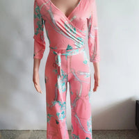 Sexy women jumpsuit V - neck long sleeved printed jumpsuit For Women - WAREHOUSE SHOP