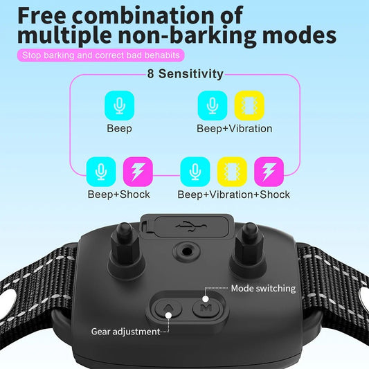 Smart Automatic Anti Barking Dog Collar Rechargeable Bark Stopper Stop Barking HD Digital Display IP67 Waterproof Collar For Dogs Pet Products - WAREHOUSE SHOP