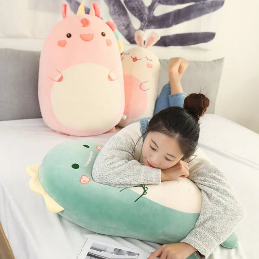 Soft & cuddly squish pillow plush toys — unicorn, dinosaur, lion, bunny & more. 45–60cm cushions for comfort & smiles. - WAREHOUSE SHOP