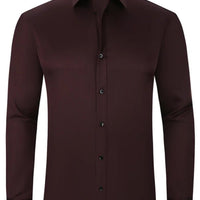 Solid Long Sleeve Shirt Fashion Slim Lapel Button Office Business Shirt Men's Clothing - WAREHOUSE SHOP