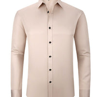 Solid Long Sleeve Shirt Fashion Slim Lapel Button Office Business Shirt Men's Clothing - WAREHOUSE SHOP