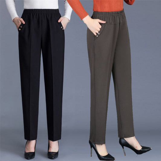 Spring And Autumn Middle - aged Mom Pants Straight - leg Trousers - WAREHOUSE SHOP