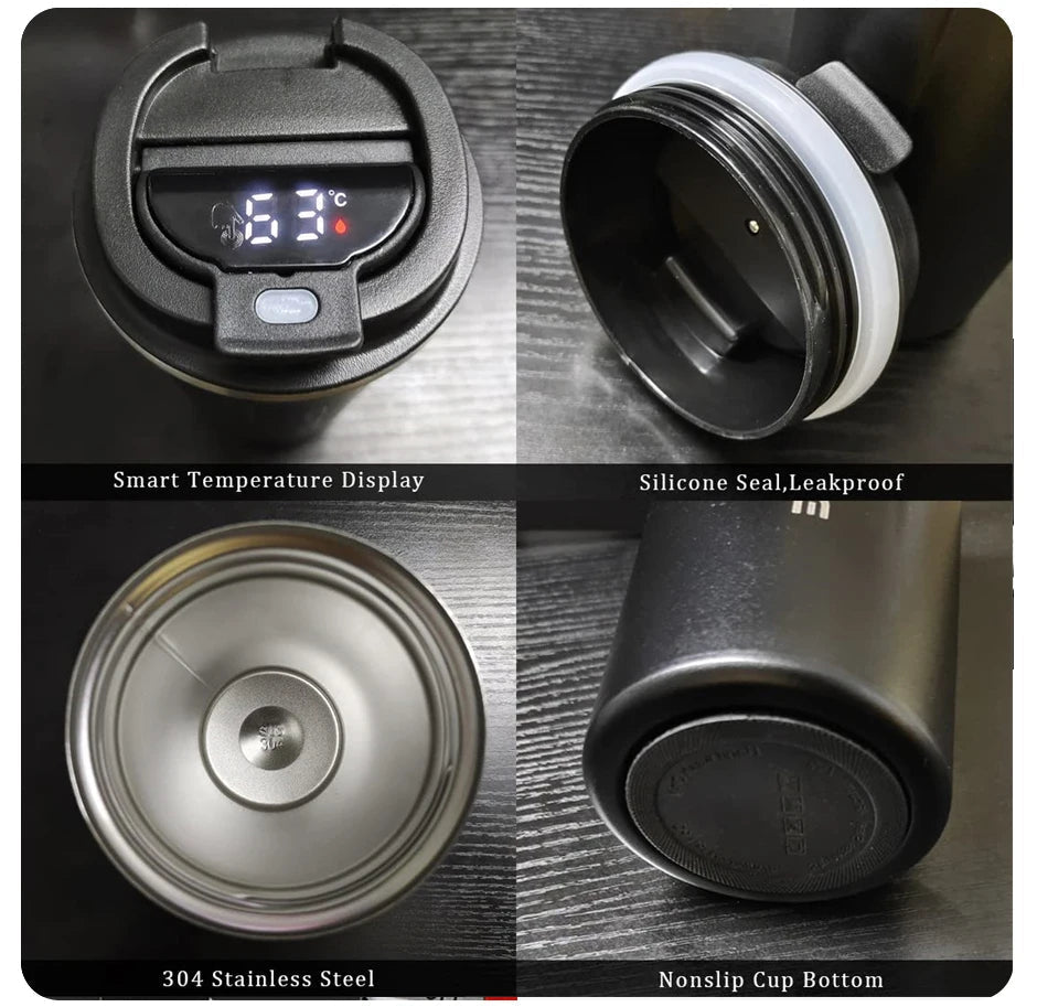Stainless Steel Smart Coffee Tumbler Thermos Cup with Intelligent Temperature Display Portable Travel Mug 380ml 510ml - WAREHOUSE SHOP