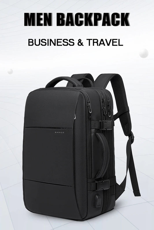 Stylish BANGE Travel Backpack – Business Laptop Backpack 17.3” Expandable, Waterproof, USB Charging, Large Capacity - WAREHOUSE SHOP