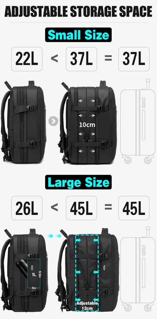 Stylish BANGE Travel Backpack – Business Laptop Backpack 17.3” Expandable, Waterproof, USB Charging, Large Capacity - WAREHOUSE SHOP