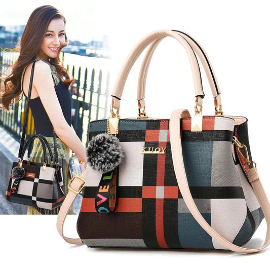 Stylish women’s designer handbag in PU leather with hairball detail, versatile crossbody and top - handle design, perfect for daily use. - WAREHOUSE SHOP
