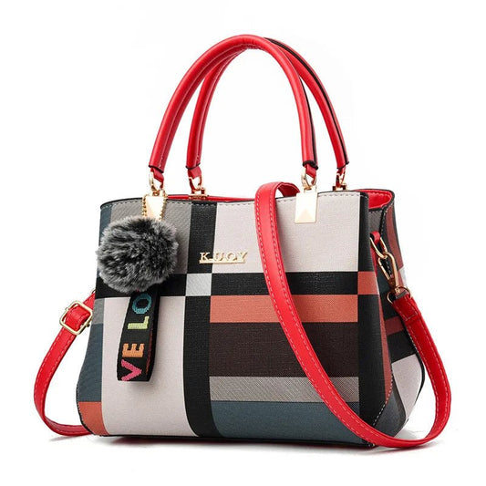 Stylish women’s designer handbag in PU leather with hairball detail, versatile crossbody and top - handle design, perfect for daily use. - WAREHOUSE SHOP