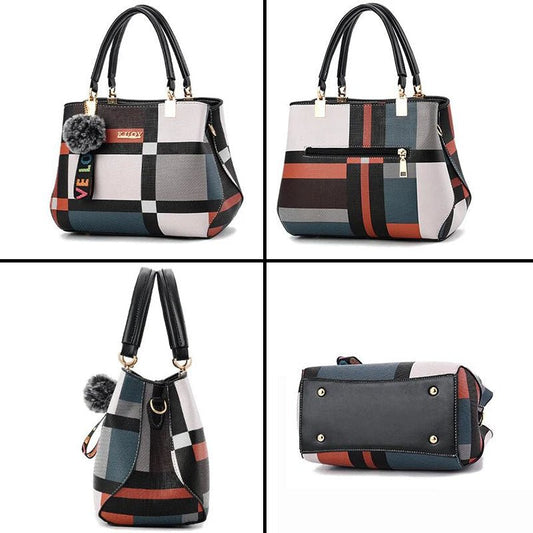 Stylish women’s designer handbag in PU leather with hairball detail, versatile crossbody and top - handle design, perfect for daily use. - WAREHOUSE SHOP