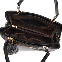 Stylish women’s designer handbag in PU leather with hairball detail, versatile crossbody and top - handle design, perfect for daily use. - WAREHOUSE SHOP