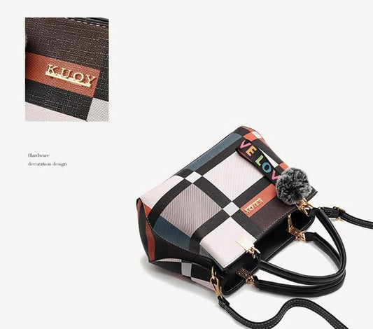 Stylish women’s designer handbag in PU leather with hairball detail, versatile crossbody and top - handle design, perfect for daily use. - WAREHOUSE SHOP