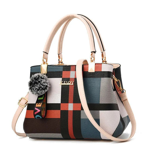 Stylish women’s designer handbag in PU leather with hairball detail, versatile crossbody and top - handle design, perfect for daily use. - WAREHOUSE SHOP