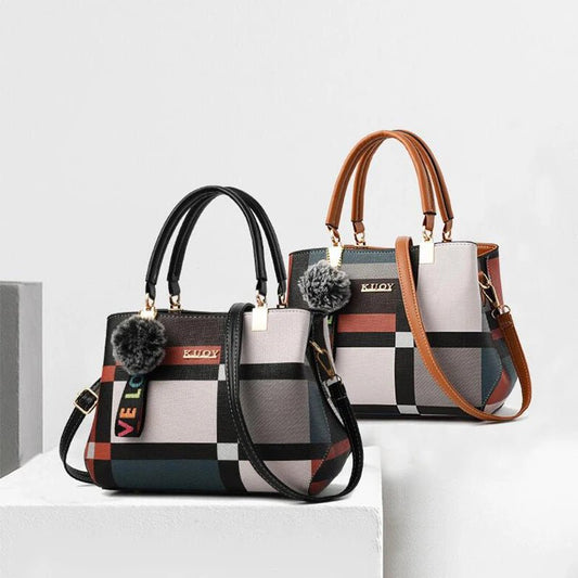 Stylish women’s designer handbag in PU leather with hairball detail, versatile crossbody and top - handle design, perfect for daily use. - WAREHOUSE SHOP