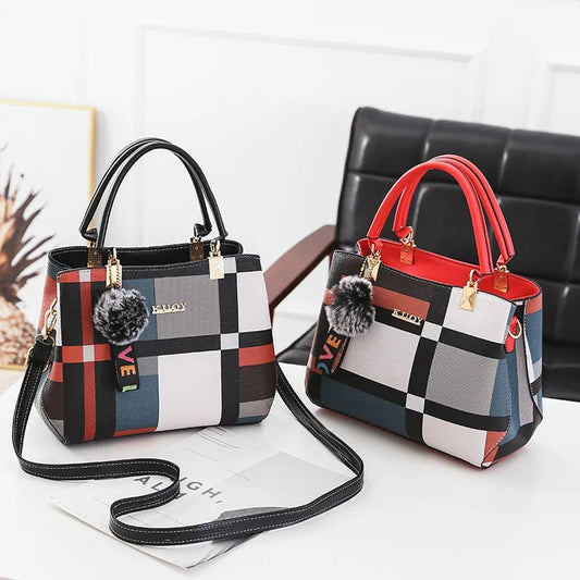 Stylish women’s designer handbag in PU leather with hairball detail, versatile crossbody and top - handle design, perfect for daily use. - WAREHOUSE SHOP