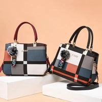 Stylish women’s designer handbag in PU leather with hairball detail, versatile crossbody and top - handle design, perfect for daily use. - WAREHOUSE SHOP
