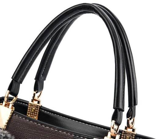 Stylish women’s designer handbag in PU leather with hairball detail, versatile crossbody and top - handle design, perfect for daily use. - WAREHOUSE SHOP