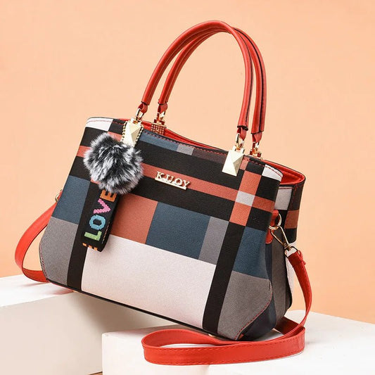 Stylish women’s designer handbag in PU leather with hairball detail, versatile crossbody and top - handle design, perfect for daily use. - WAREHOUSE SHOP