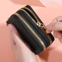 Stylish women’s short purse with lychee pattern, secure zipper, roomy card slots, and coin pocket for everyday use - WAREHOUSE SHOP