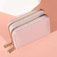 Stylish women’s short purse with lychee pattern, secure zipper, roomy card slots, and coin pocket for everyday use - WAREHOUSE SHOP