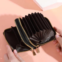 Stylish women’s short purse with lychee pattern, secure zipper, roomy card slots, and coin pocket for everyday use - WAREHOUSE SHOP
