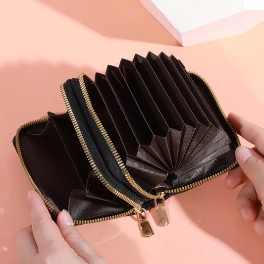 Stylish women’s short purse with lychee pattern, secure zipper, roomy card slots, and coin pocket for everyday use - WAREHOUSE SHOP